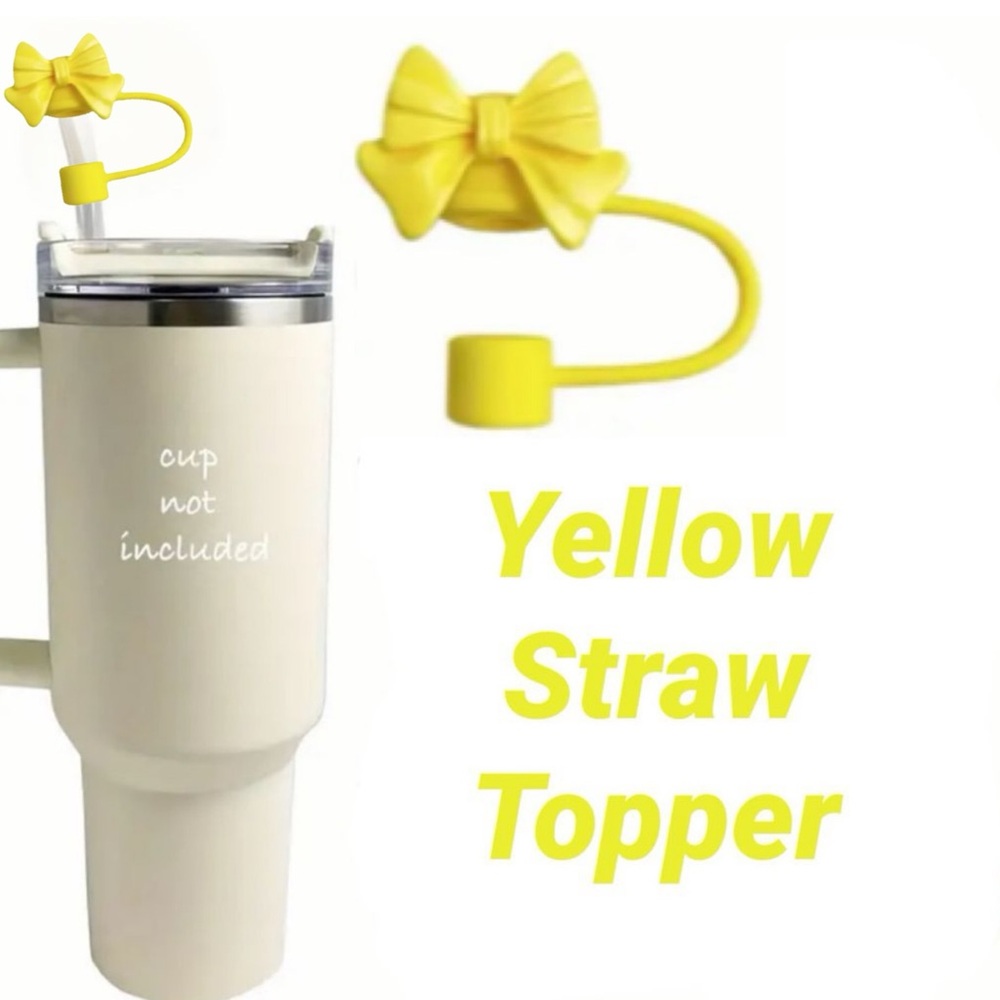 Straw Topper, Pretty Bow Shape, Fits 10mm Straws, NEW, YELLOW, 🎁